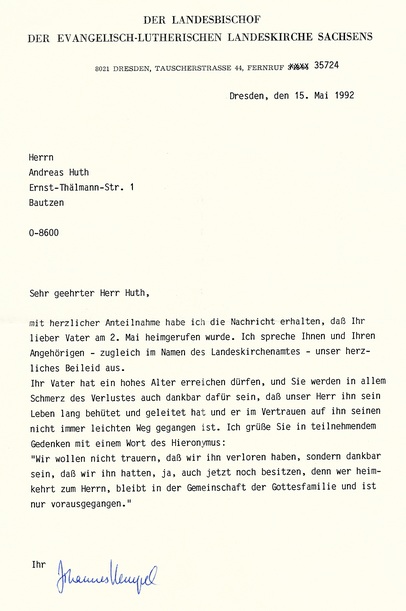 Nachruf Landesbischof